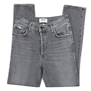 Agolde Nico High Rise Grey Slim Leg Cropped Jeans Button Fly